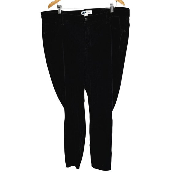 Old Navy Plus Size 20 Tall Rockstar Super Skinny Black Velvet Pants Whimsigoth - Picture 2 of 8